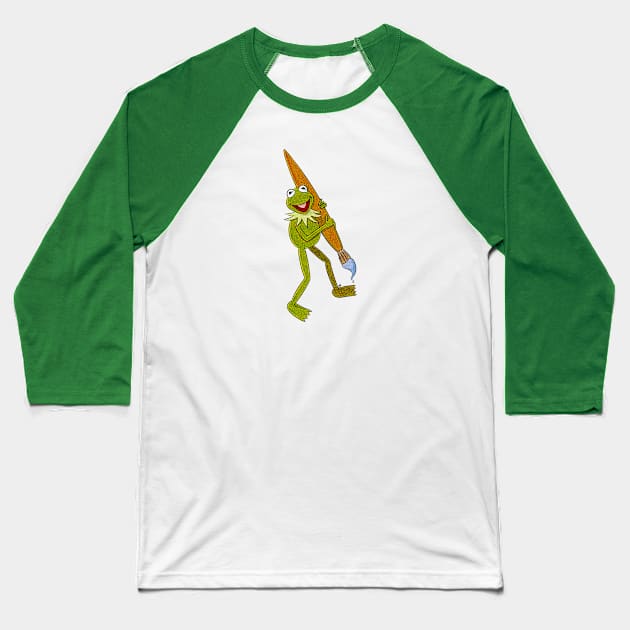 Painter Kermit Baseball T-Shirt by jfeldmanart